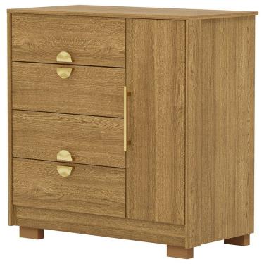 Imagem de Cômoda Sapateira Para Quarto 1 Porta 4 Gavetas Paraty V01 Nature - Lyam Decor