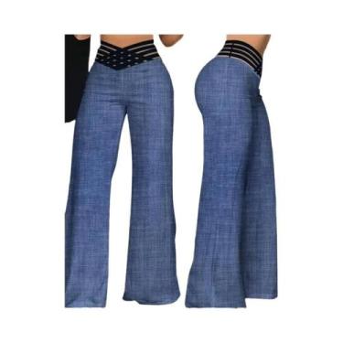Imagem de Calças Femininas Cintura Alta - Perna Larga, Estilo Y2K Casual, BR-M, 