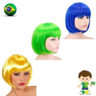 Imagem de Peruca Chanel Curta Brasil Verde E Amarelo Copa Do Mundo - Bimport, AZ