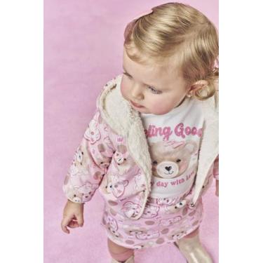 Imagem de Jaqueta Bebê Menina Dupla Face Ursinho Rosa Mundo Cinti, Rosa, M