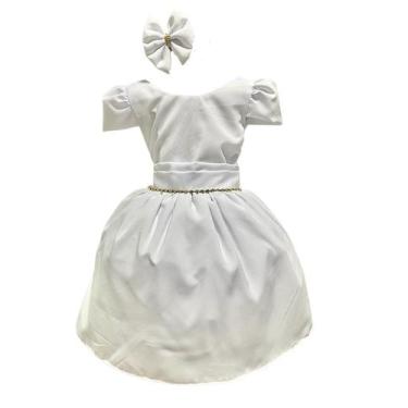 Imagem de Vestido Infantil Luxo Maysa Branco - Tamanhos 4 a 10 Anos, M (4-5 Anos