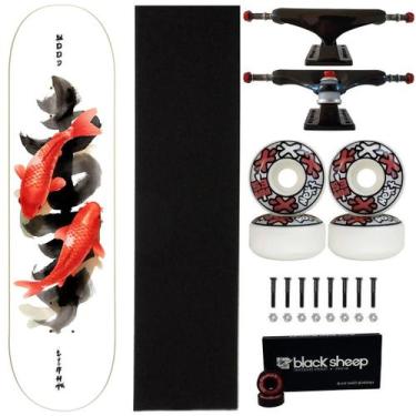 Imagem de Skate Wood Light Profissional Montado 8.0 Next 53mm Abec 15 Cor:PretoT