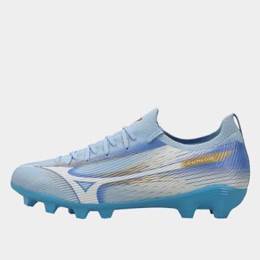 Imagem de Chuteira Campo Mizuno Alpha Club MD Masculina, Azul, Branco, 40