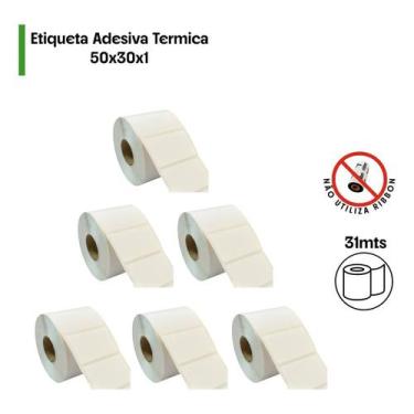 Imagem de 6 Rolos Etiqueta Adesiva Termica 50x30x1 Full - Rolo 31mts - Arte da C