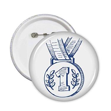 Imagem de Broche de medalha de campeonato de futebol azul com emblema de botão para decoração 5 peças