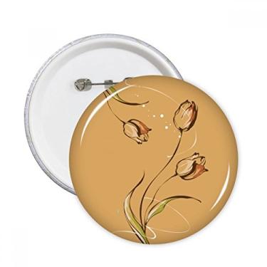 Imagem de Tulipa pintada à mão flor planta pinos redondos crachá botão emblema acessório decoração 5 peças