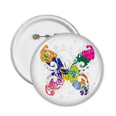 Imagem de Borboleta colorida com padrão floral pinos de grafite, crachá, botão, decoração, acessório, 5 peças