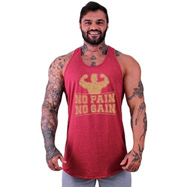 Imagem de Regata Longline Masculina MXD Conceito Estampas da Moda Academia (GG, No Pain No Gain Muscles)