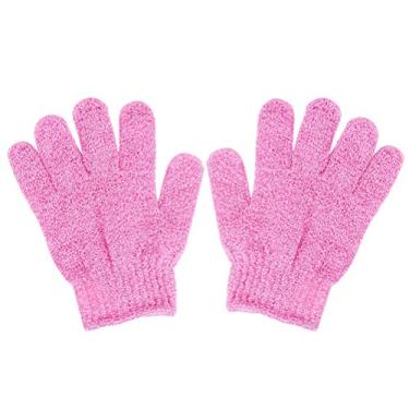 Imagem de VORCOOL Par de luvas esfoliantes de banho para banho sem costura luvas esfoliantes corporais em cor doce (rosa)