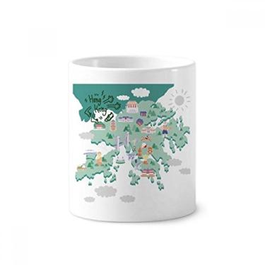 Imagem de Porta-canetas de escova de dentes chinesa com mapa de Hong Kong com locais famosos