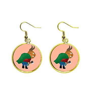 Imagem de Bull Demon Westing Ear Pendente Dourado Brinco Joia Feminina