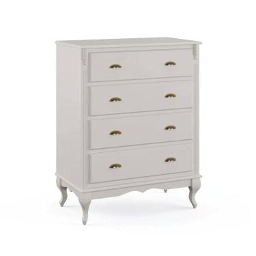 Imagem de Cômoda de Madeira 4 Gavetas Pés Luis Xv 60816 Hannover - Off White