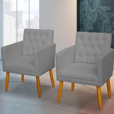 Imagem de Kit 2 Poltronas Estofadas Confortável Sofisticada Sala Luxo MOBLAN decor (CINZA)
