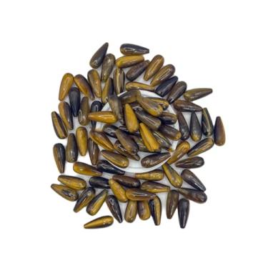 Imagem de Gota Meio Furo 10x25mm Pedra Natural 10 Peças (Olho de Tigre)