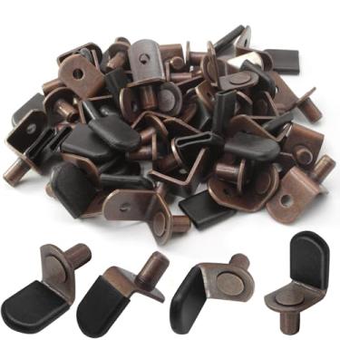 Imagem de Biaungdo 60 pinos de suporte de prateleira, clipes em forma de L de 1/10.2 cm com manga de borracha, pinos de prateleira de armário para estantes de livros móveis de armário de prateleira de canto de