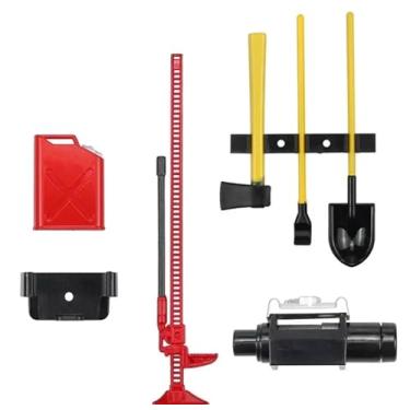 Imagem de 6 PCS RC Decoration Accessories Tool Set Kit with Winch, Gas Can, Shovel, Jack, Pry Bar, Axe Suitable for 1/10 Crawler Car Axial SCX10 D90 D110 Traxxas TRX4 TRX6 Redcat Upgrades Parts