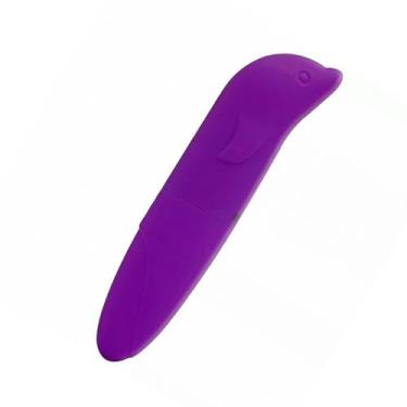 Imagem de Mini Vibrador Golfinho Estimulador, 12 cm, Lilás, Material TPE e ABS, Aveludado