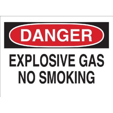 Imagem de Brady 25651 Placa plástica para produtos químicos e materiais perigosos, 25,4 cm x 35,5 cm, legenda "Explosive Gas No Smoking"
