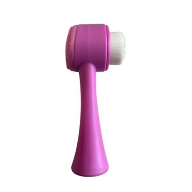 Imagem de Escova de Limpeza Facial 2 em 1, Massageador Facial com Cerdas Macias (Roxo com rosa)