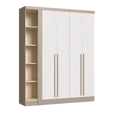 Imagem de Módulo Guarda-roupa de Canto 4 Portas 2 Gavetas Infinity Duna/Branco Line