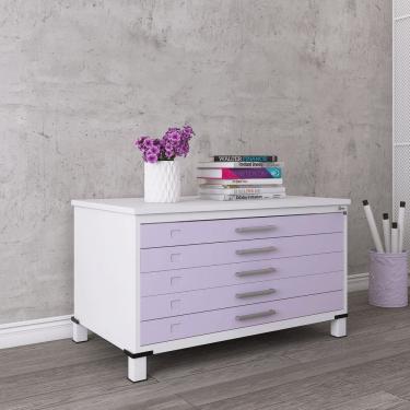 Imagem de Mapoteca Mont 5 Gavetas 71,3cm X 120,4cm Aço Branco/Lilás