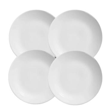 Imagem de Jogo 4 Pratos Sobremesa Cerâmica Coup Branco Liso Alleanza 21cm
