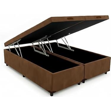 Imagem de Cama Box Baú Queen 79 Bipartido,198x158x42cm, Pistão a Gás (Suede Marrom)