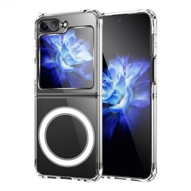 Imagem de Capa para samsung galaxy z flip 5 3 4 5g transparente pc tpu airbag casos para samsung z flip5, claro, para samsung z flip 4