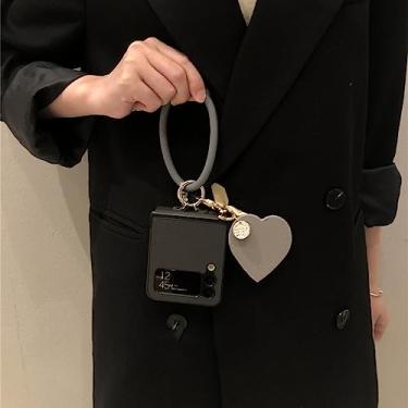 Imagem de Capa preta com pingente de coração de amor de luxo em couro para Samsung Galaxy Z Flip 3 5G Z Flip3 Zflip3 Flip4 Zflip4 Capa, b, para Samsung Z Flip3