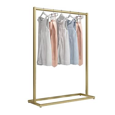 Imagem de Cabideiro dourado para armazenamento de roupas, boutique, suporte de exibição de roupas, trilhos, cabide de casaco para uso comercial ou residencial