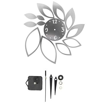 Imagem de Relógio de parede espelhado diy, decoração moderna para casa, sala de estar, quarto, escritório, material autoadesivo de pvc, 15x15cm, 13 peças (Prata)