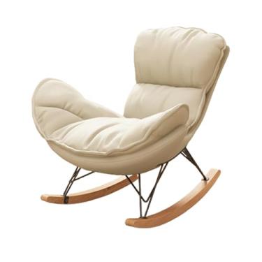 Imagem de Cadeira de balanço ao ar livre, cadeira reclinável acolchoada com almofada para ambientes externos, cadeiras de balanço grandes para varanda, varanda, jardim, sala de estar (off-white)