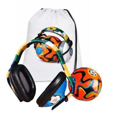 Imagem de Kit Torcedor Autista Com Abafador Mochila E Bola De Futebol - Coleção 
