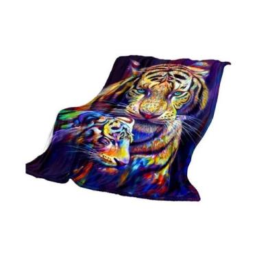 Imagem de Manta Sherpa 3D Super Macia Com Estampa De Tigre Para Primavera E Outo
