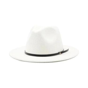 Imagem de Chapéu Fedora Vintage Unissex De Lã Com Aba Larga 54-56-60CM Elegante 