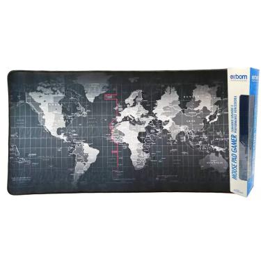 Imagem de Mouse Pad Gamer Extra Grande 700x350x3mm Bordas Costuradas e Base Antiderrapante Exbom MP7035C Mapa Mundi