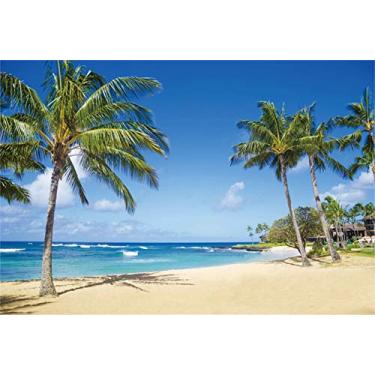 Imagem de Yeele Pano de fundo de 3 x 2 m à beira-mar para fotografia areia praia palmeiras fundo verão tropical oceano ao ar livre natureza cênica crianças adulto férias cabine de fotos vinil estúdio adereços