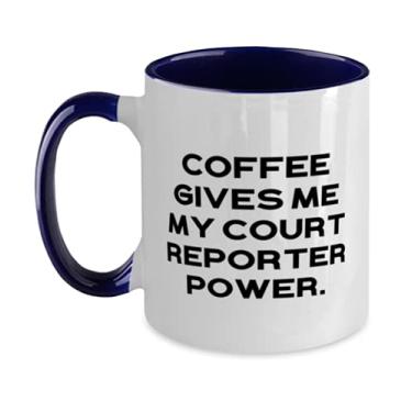 Imagem de Epic Court Reporter Gifts, Coffee Give Me My Court Reporter Power, Caneca sarcástica de dois tons de 325 ml para homens e mulheres de colegas de trabalho