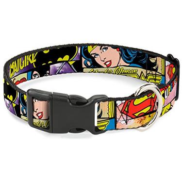 Imagem de Buckle-Down Coleira com clipe de plástico – Mulher Maravilha Superheroinas/Supergirl/Batgirl – 1,27 cm de largura – Serve para pescoços de 15,22 a 23,86 cm – Pequena