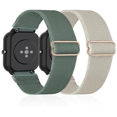 Imagem de Lzwldan Pacote com 4 pulseiras de relógio de nylon elástico compatíveis com Amazfit GTS/GTS 2/GTS 2 mini/GTS 2e/GTS 3/GTS 4/GTS 4 mini, pulseiras macias de 20 mm para relógio Amazfit Bip/Bip U Pro/Bip