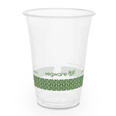 Imagem de Vegware Copos frios de plástico PLA transparentes compostáveis de 473 ml, caixa com 1000, material vegetal renovável, tampas e inserções da série 96 disponíveis, para bebidas frias e lanches