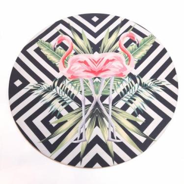 Imagem de Sousplat Decorativo De Madeira Com Capa De Flamingo 35 cm - Toque de C