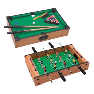 Imagem de Kit Mini Mesa de Sinuca Mini Pebolim Zippy Toys  Madeira MDF com Acess