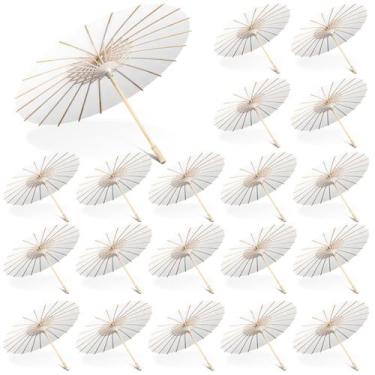 Imagem de Guarda-chuva de papel Sanwuta, 20 peças, decorativo DIY, 60 cm (branco