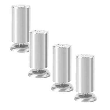 Imagem de Conjunto de 4 pernas ajustáveis para móveis ajustáveis para mesa de mesa pés ajustáveis de borracha, prata-18 cm (7,1 pol.) (prata 10 cm))