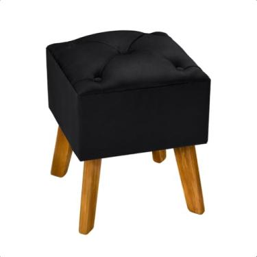 Imagem de Puff Decorativo de Veludo Captonê – Assento Retrô Luxo para Sala, Quarto e Recepção (PRETO)
