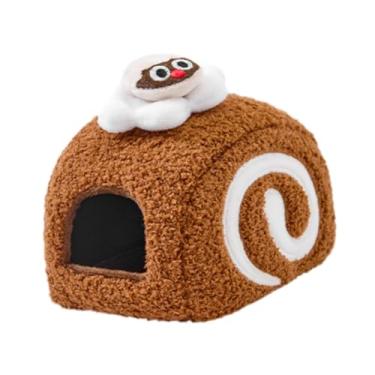 Imagem de ShengQuanHao Cama para Hamster, para Hamster Dormir, Inverno, Fofo, Esconderijo Confortável, Caverna para Porquinho-da-índia, Cama para Chinchilas, Esquilos-, Marrom