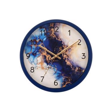 Imagem de Relógio Parede Alumínio Azul Marinho Marmorizado 30 Cm 6737 Azul