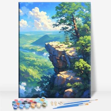 Imagem de HUINORYA Mount Magazine Arkansas Tela emoldurada DIY Kit de pintura por números bar café caverna sala de casa de banho varanda pátio decoração presente, 40,6 x 30,5 cm