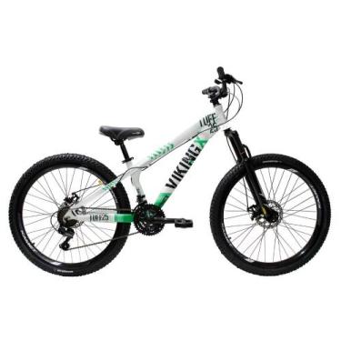 Imagem de Bicicleta Aro 26 Bike Vikingx Freeride Freio a Disco , Bco, Verde, TU